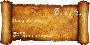 Bary Ákos névjegykártya